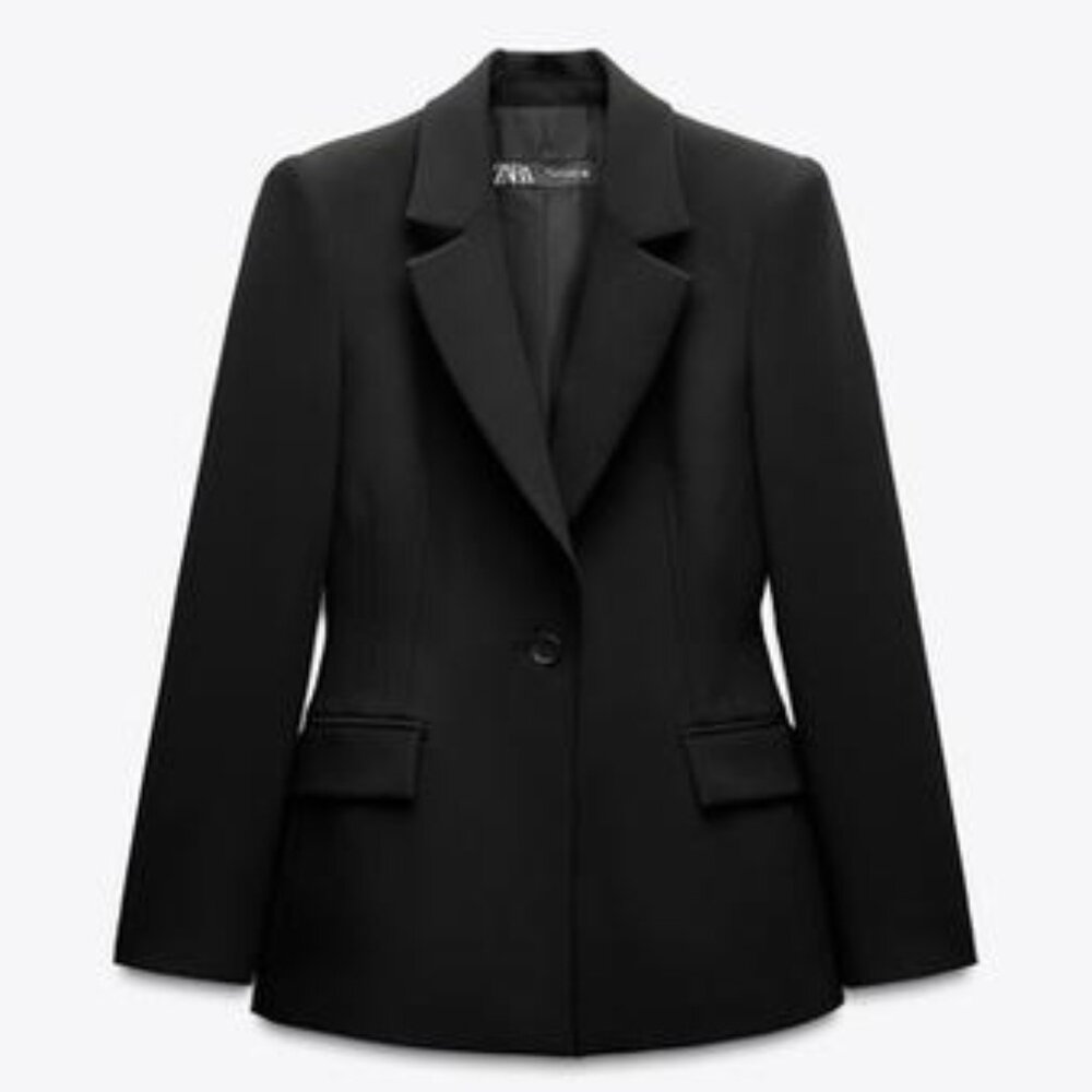 Zara FITTED SHOULDER PAD BLAZER